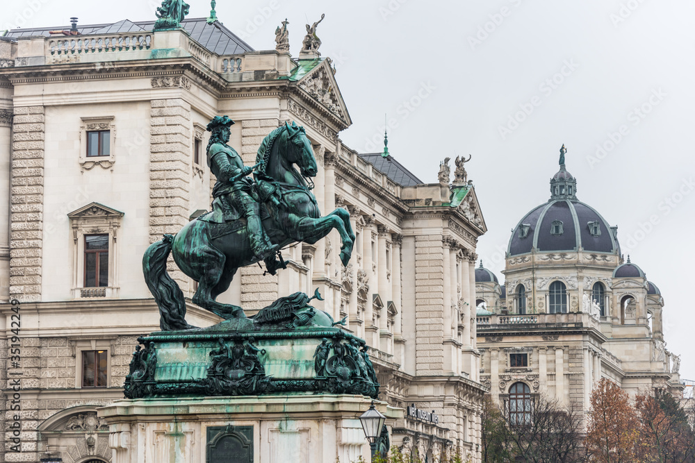 Equestrian statue of Prince Eugene Francis of Savoy–Carignano in front of The Hofburg, was a field marshal in the army of the Holy Roman Empire and of the Austrian Habsburg dynasty
