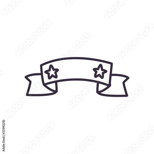 Ribbon with stars line style icon vector design