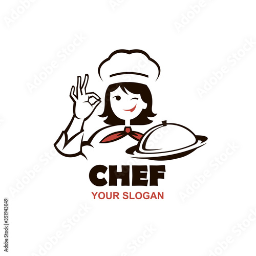 chef woman design with dish in hand isolated on white background