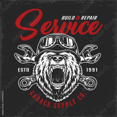 Vintage motorcycle repair service logotype