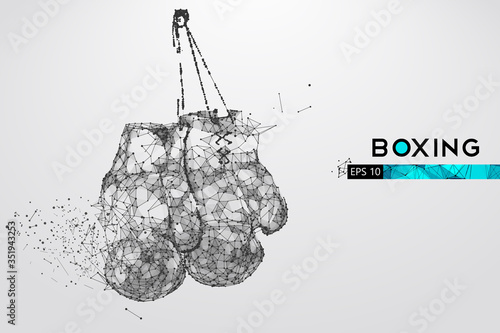Abstract silhouette of a wireframe boxer gloves on the white background. Boxing sports equipment. Boxer is winner. Convenient organization of eps file. Vector illustration. Thanks for watching