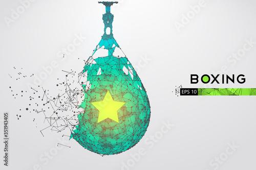 Abstract silhouette of a wireframe punching bag on the white background. Boxing sports equipment. Boxer is winner. Convenient organization of eps file. Vector illustration. Thanks for watching