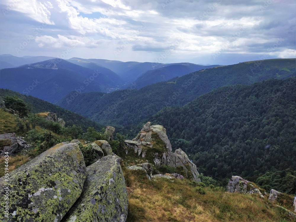 View over the hilly landscape of the Vosges
