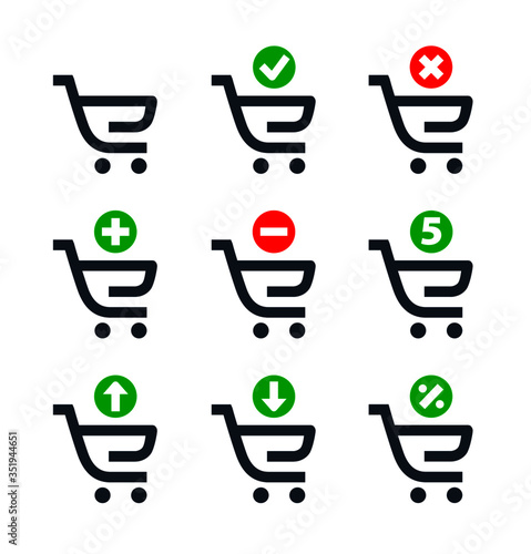 Shopping cart line vector minimalistic icon. Shopping vector symbol. Supermarket cart icons set for web design. Modern flat cart icon for app design. Shopping sign minimal flat linear set icons