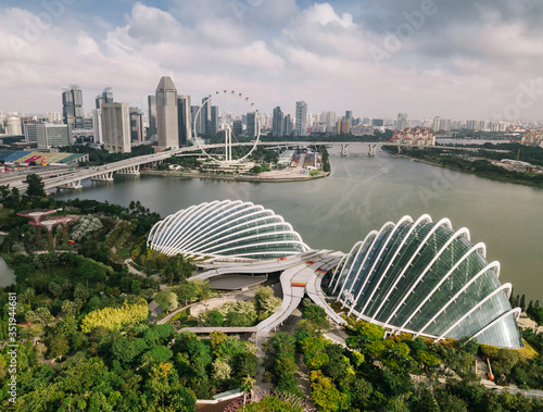 Aerial view of Gardens by the Bay in Singapore.