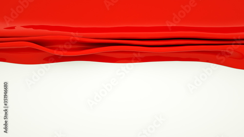 smooth glossy red material with folds on a white background. 3d render illustration photo