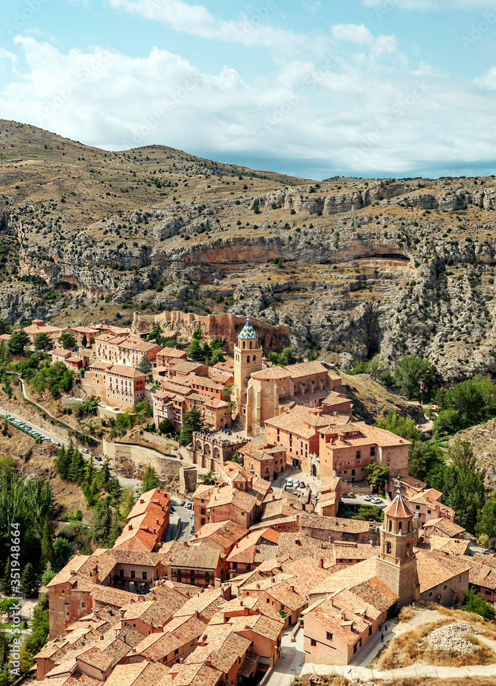 Village of Albarracin in the north of Spain in a sunny day