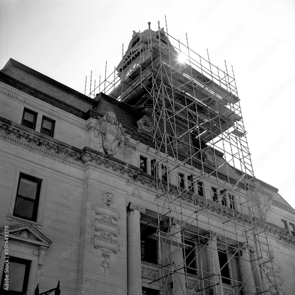 Old Building construction Small Town Medium Format Black and White Film