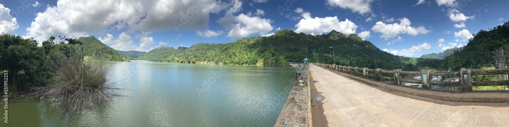 Trail over lake in the mountains, adventure