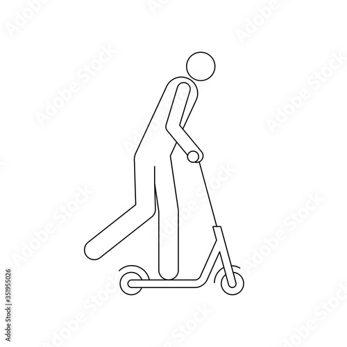 Man riding scooter vector simple icon