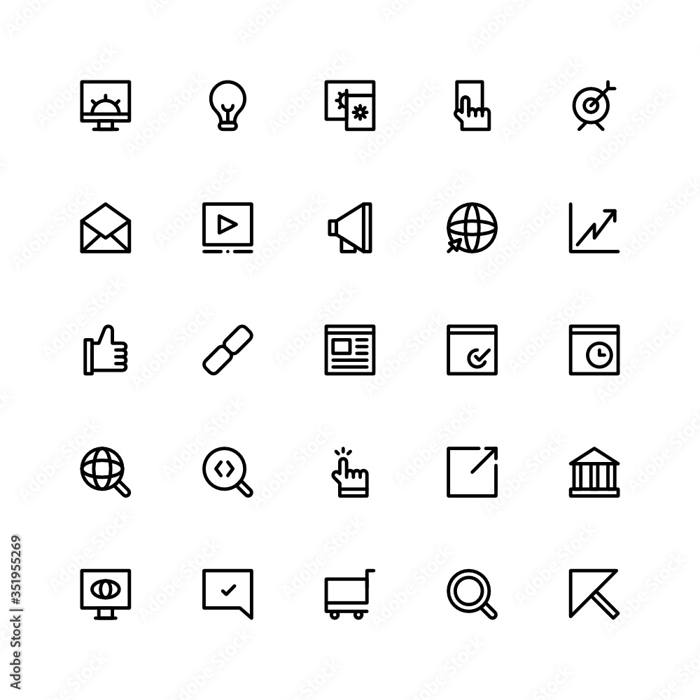 Set of Search Engine Optimization outline style icon - vector Set of Search Engine Optimization outline style icon - vector