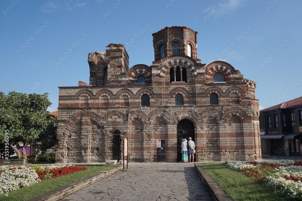 NESEBAR, BULGARIA - 08.09.2019 : Church of Christ Pantocrator in the Ancient City of Nesebar, Bulgaria. The Ancient City of Nesebar is a UNESCO World Heritage Site, Church in Nesebar Bulgaria,