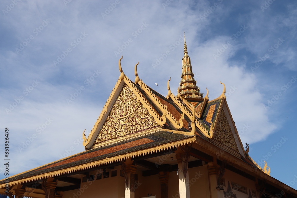 Toit du palais royal à Phnom Penh, Cambodge