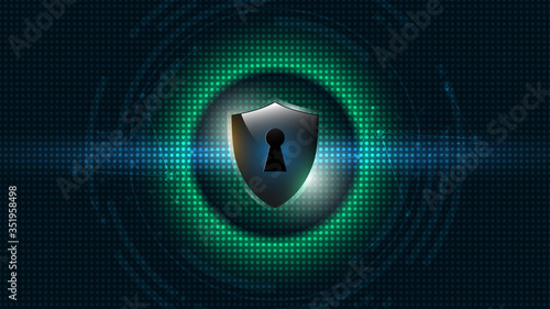 3D Protected guard shield security concept Security cyber digital Abstract technology background protect system innovation concept  vector illustration