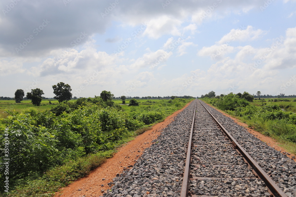 Chemin de fer du train de bambou à Battambang, Cambodge Chemin de fer du train de bambou à Battambang, Cambodge