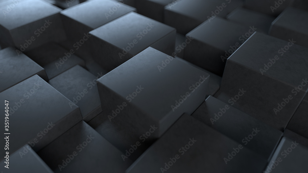 3d render. Abstract Background with random black cubes. Geometric pattern. 3d render. Abstract Background with random black cubes. Geometric pattern.