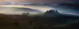 misty morning landscape