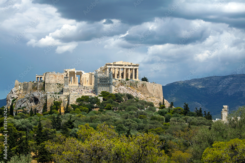 Acropolis of Athens, Greece. Cloudy day