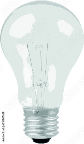 Old Light bulb close up on white background