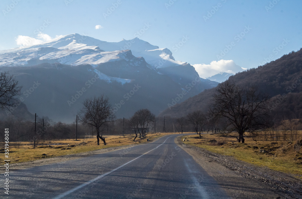 Fototapeta premium Views of the Caucasus Mountains on the road