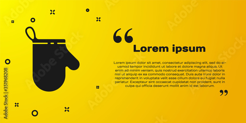 Black Oven glove icon isolated on yellow background. Kitchen potholder sign. Cooking glove. Vector
