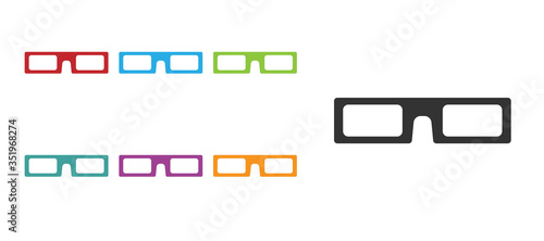 Black cinema glasses icon isolated on white background. Set icons colorful. Vector