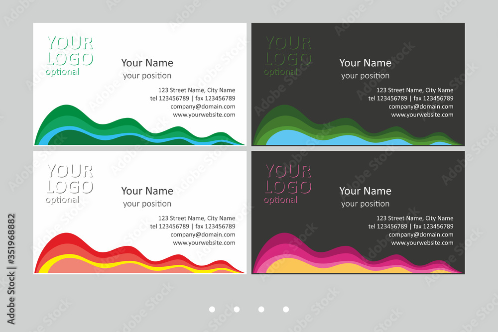 Set of simple multicolor business card templates.