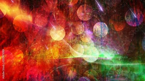 Bright Vivid Colors on Starry Sky Backdrop with Bokeh - Abstract Background Texture