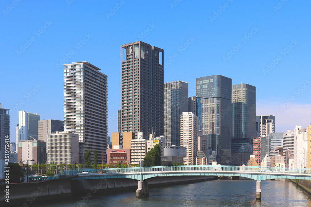 Fototapeta premium Wieżowce w Nakanoshima-Osaka, Japonia