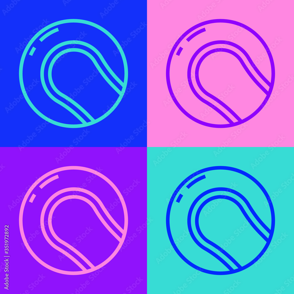 Pop art line Baseball ball icon isolated on color background. Vector Pop art line Baseball ball icon isolated on color background. Vector