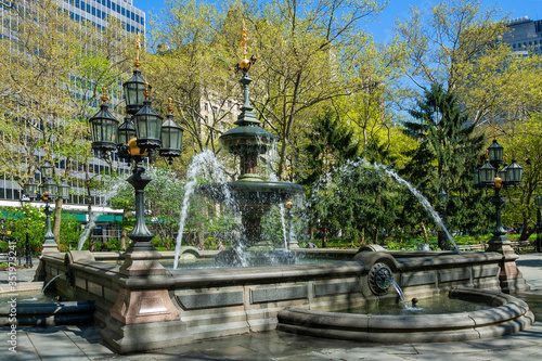 Obraz na płótnie City Hall Park fountain. New York City Manhattan w salonie