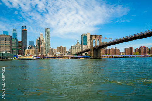 Brooklyn Bridge and Manhattan skyline as seen from Brooklyn Bridge Park, New York City © MISHELLA