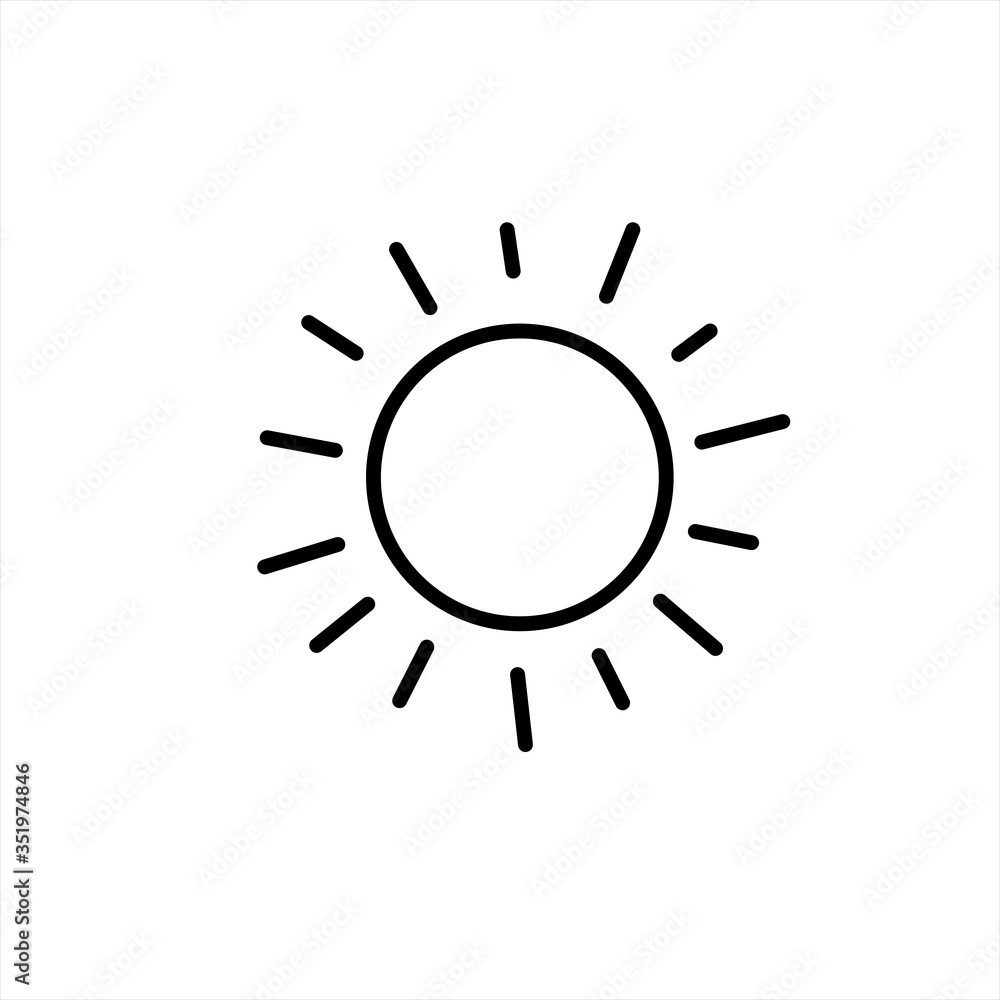 Sun icon. Symbol of sunny weather. Vector hand drawn illustration in the style of a doodle. Isolated on white background Sun icon. Symbol of sunny weather. Vector hand drawn illustration in the style of a doodle. Isolated on white background