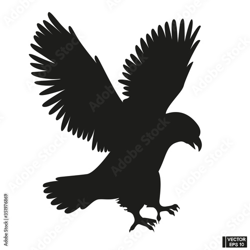 Black Silhouette of a beautiful eagle vector photo