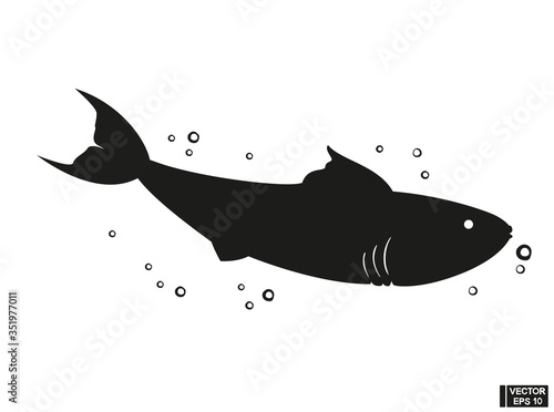 Vector of Black Fish Icon isolated on a white background