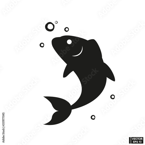 Vector of Black Fish Icon isolated on a white background