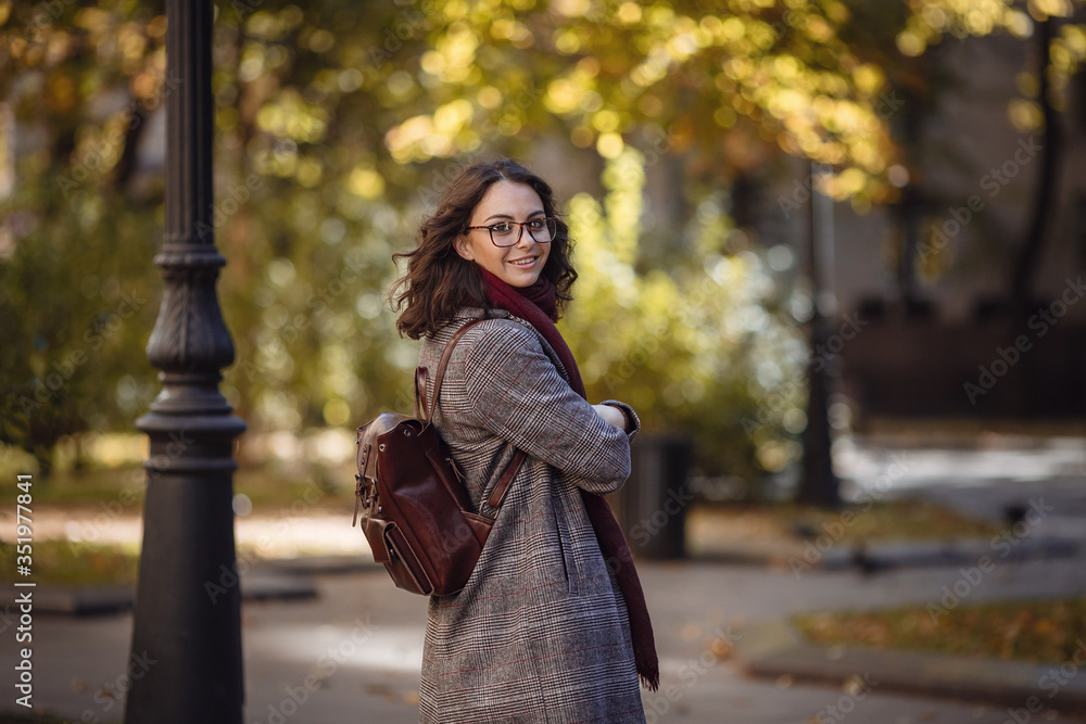fashion outdoor photo of sensual woman walking by autumn city fashion outdoor photo of sensual woman walking by autumn city