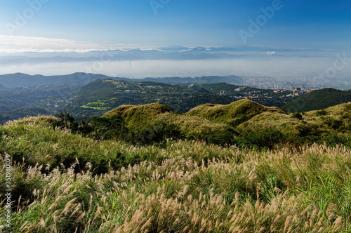 High angle view of the cityscape from Yangmingshan National Park