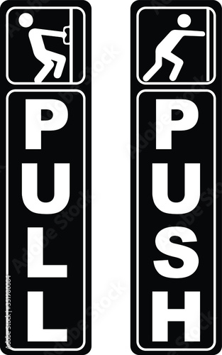 Pull Push Black Vector Sign