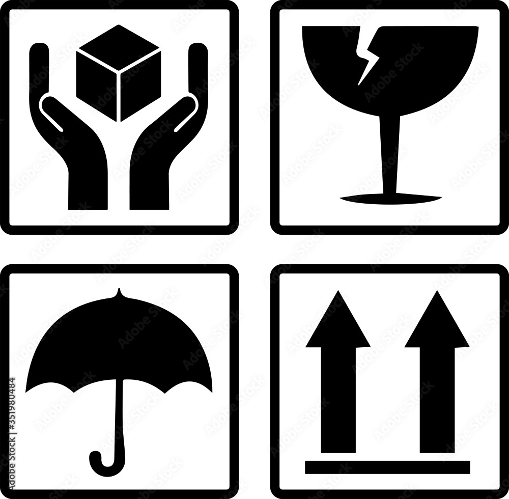Product box instruction warning signs Product box instruction warning signs