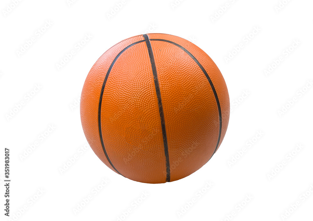 Fototapeta premium Basketball isolated on a white background. Sports game equipment. Orange round ball.