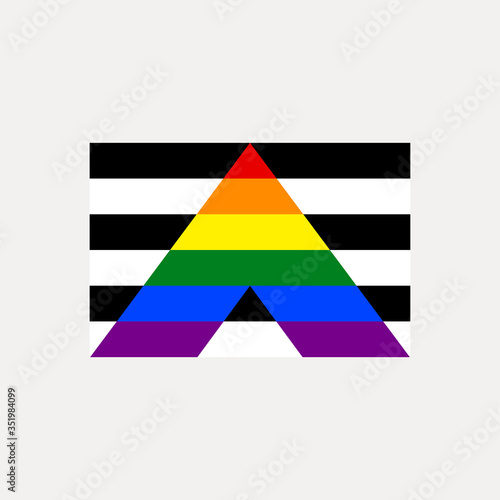 Straight ally flag symbol vector icon. LGBTQ symbol Isolated on white background