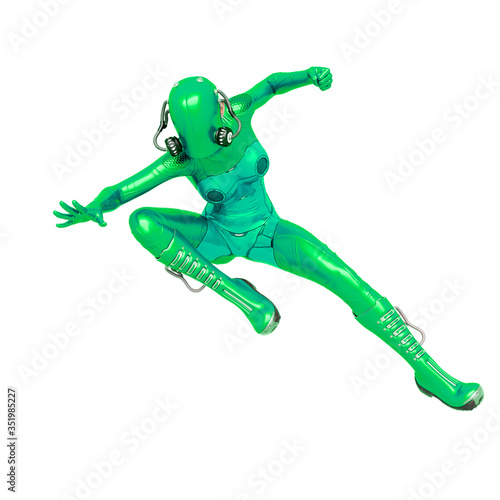 cyber soldier female is falling