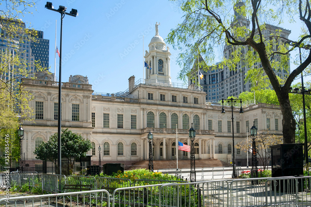 City Hall Building in City hall Park, in lower Manhattan, New York