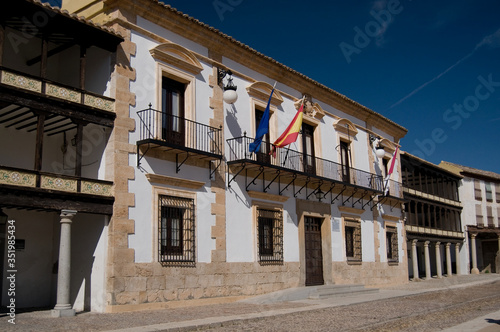 City Hall of Mayor Square from Tembleque. La Mancha, Spain