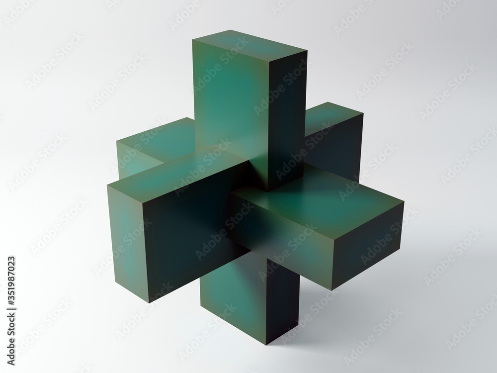 Obraz premium Geometric shapes on a plain background. 3D Rendering