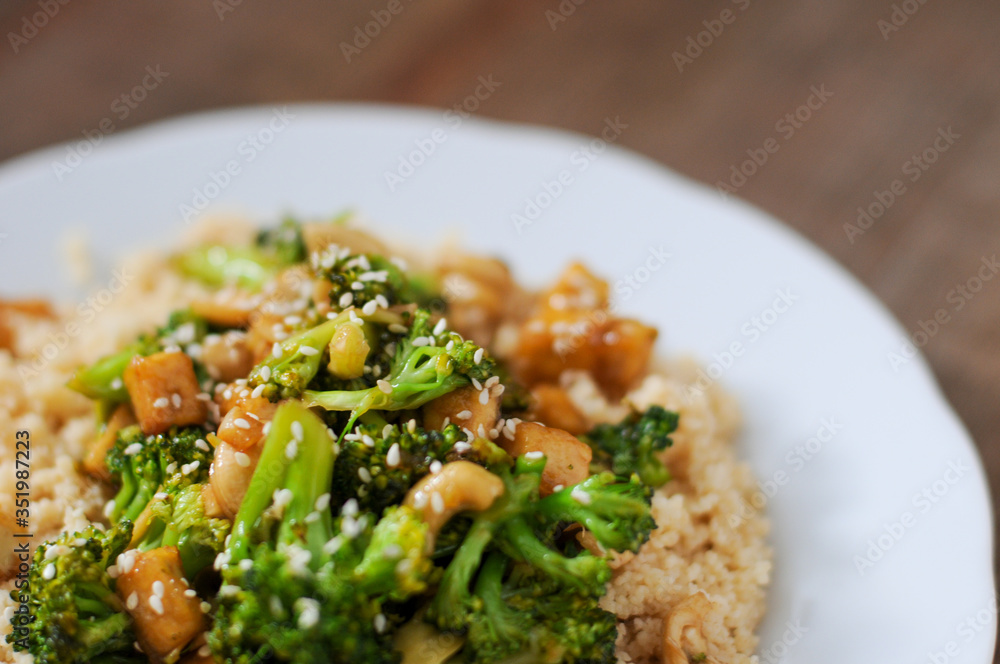 Fresh delicious meal. Broccoli, cous cous. Fresh delicious meal. Broccoli, cous cous.