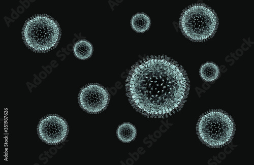 model of a coronavirus in the background