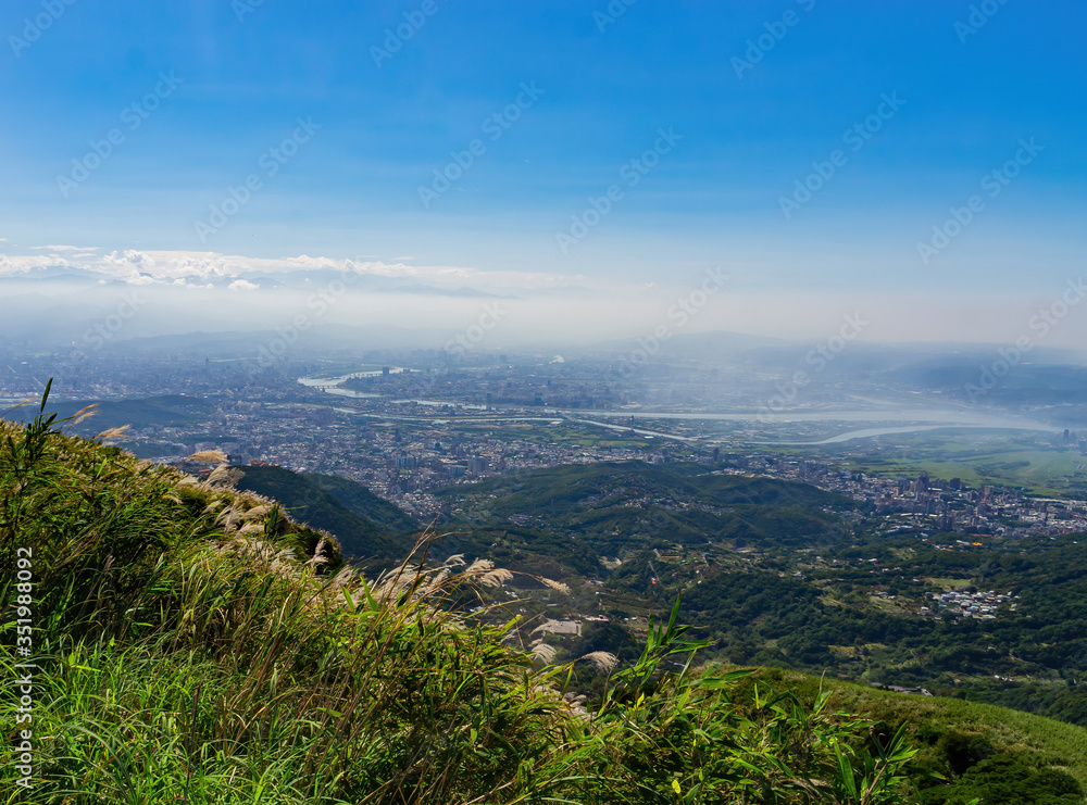 High angle view of the cityscape from Yangmingshan National Park
