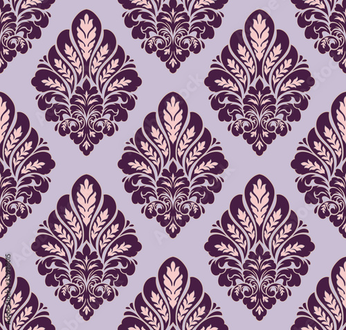 Damask seamless pattern element. Vector classical luxury old fashioned damask ornament, royal victorian seamless texture for wallpapers, textile, wrapping. Vintage exquisite floral baroque template.